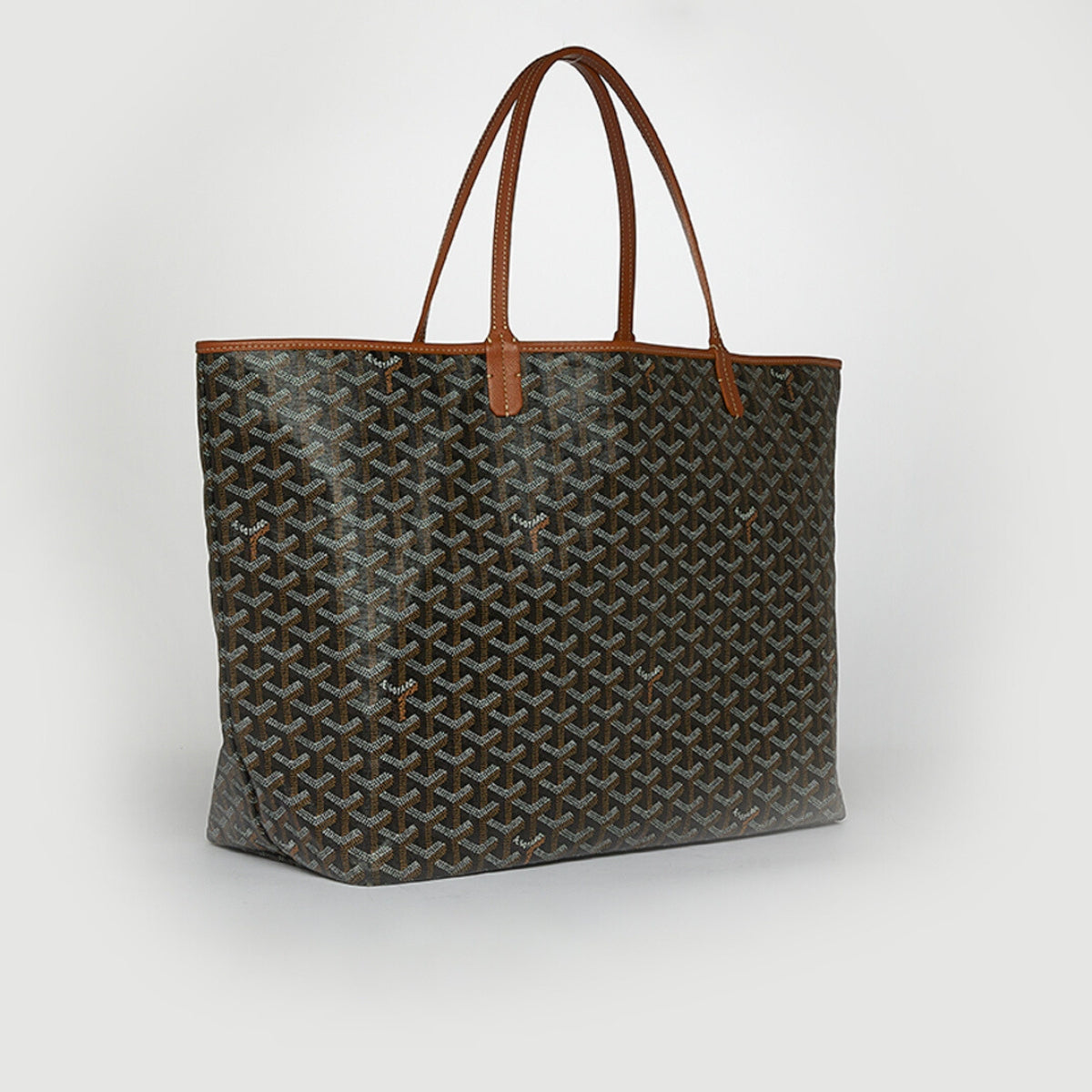 Saint Louis GM Canvas and Leather-Trim Tote in Black with Brown