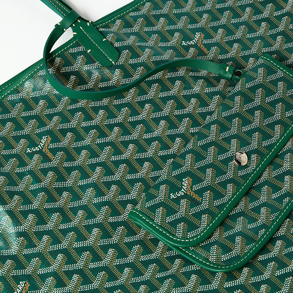 Saint Louis GM Canvas and Leather-Trim Tote in Green