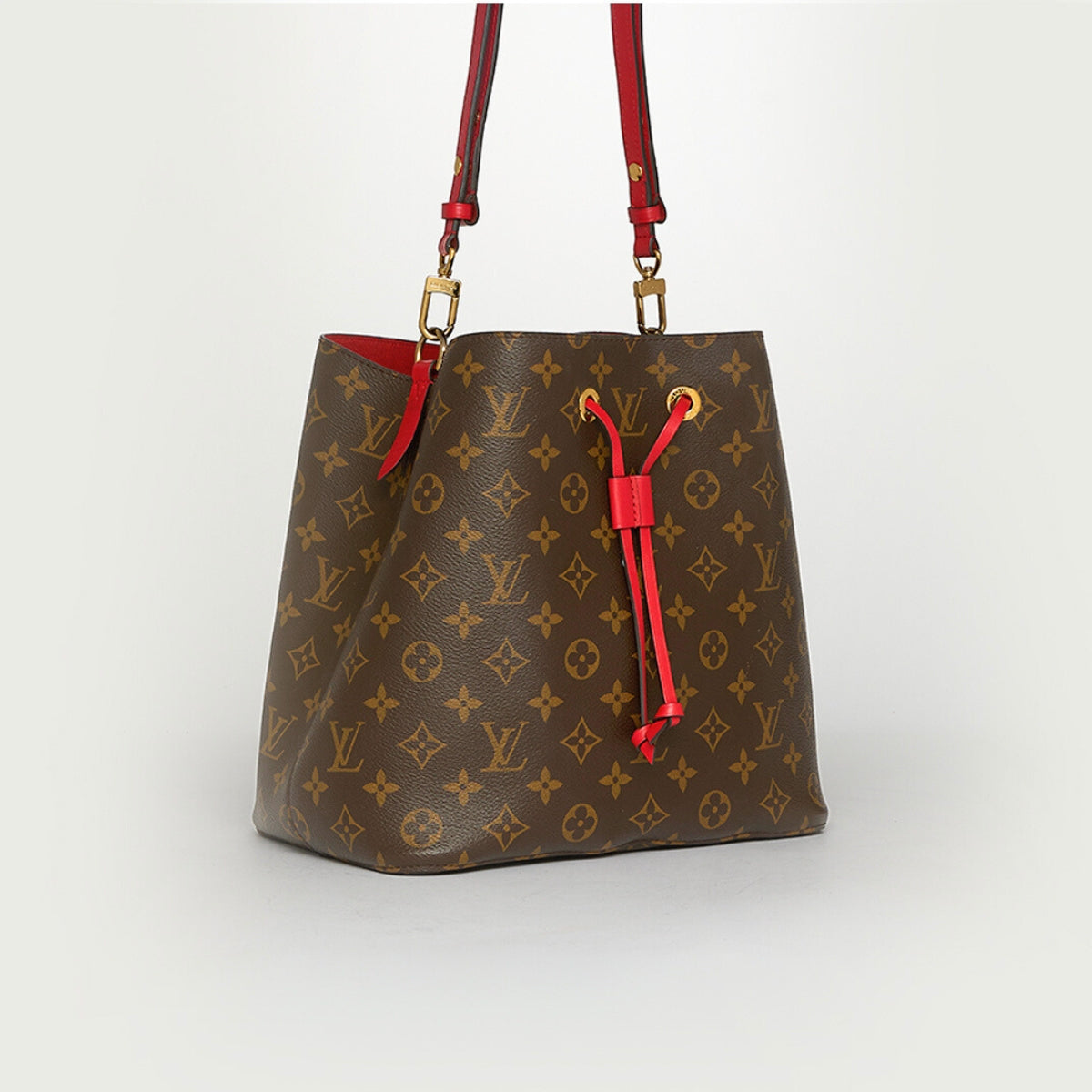 NéoNoé MM Bucket Bag in Monogram Canvas and Red
