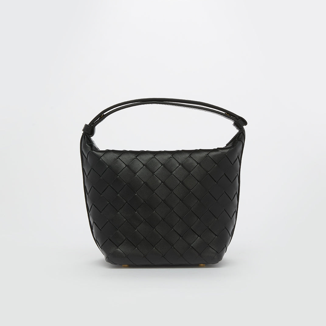 Candy Wallace Intrecciato Leather Shoulder Bag in Black