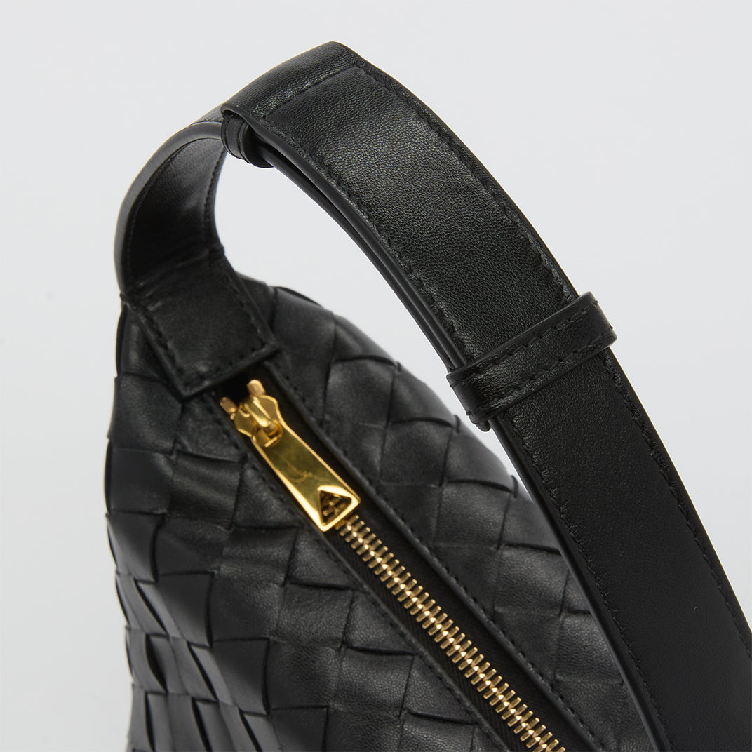 Candy Wallace Intrecciato Leather Shoulder Bag in Black