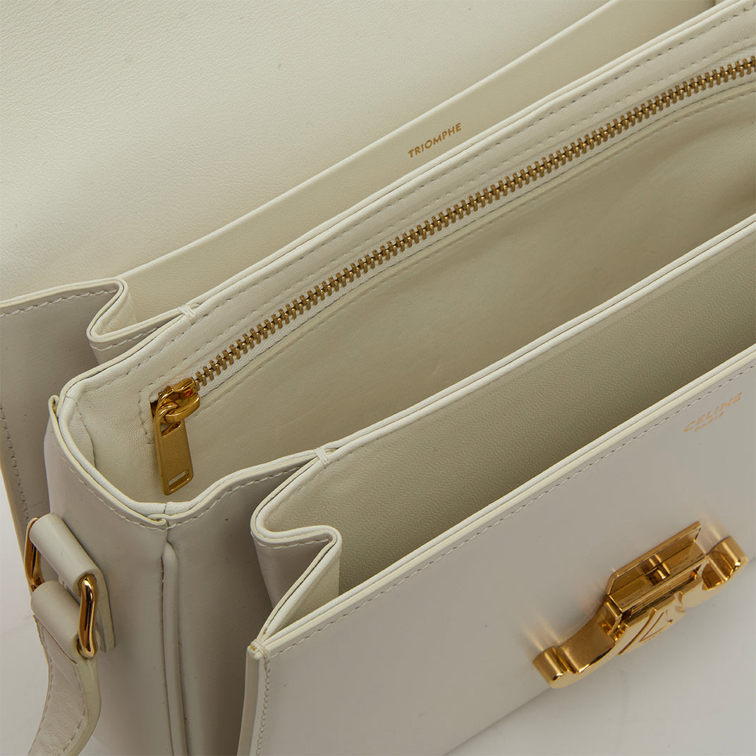 Medium Classique Triomphe Shoulder Bag in White