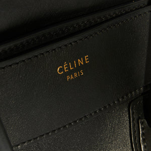 CELINE Mini Luggage Handbag in Black Smooth Leather
