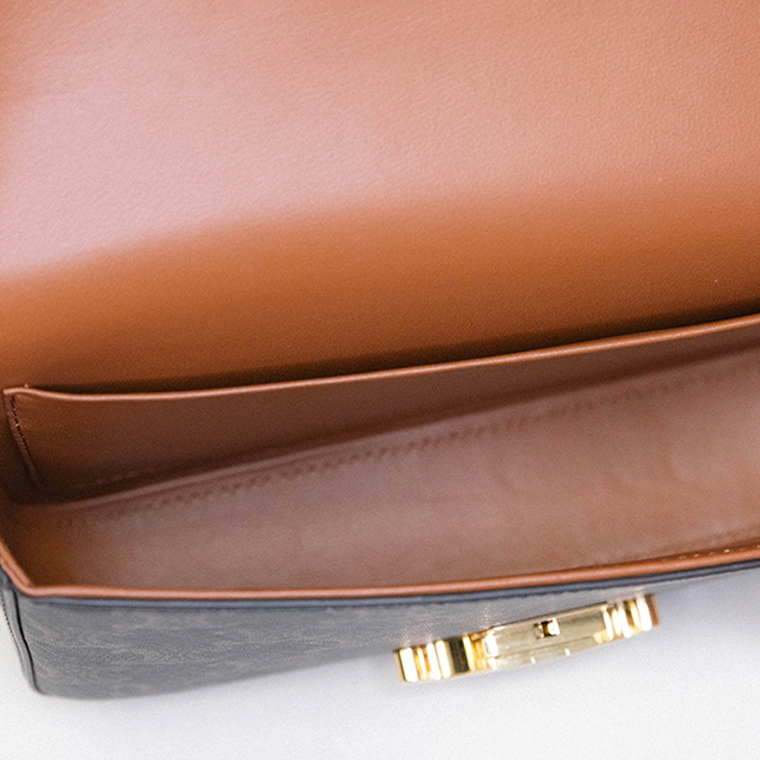 Small Triomphe Claude Shoulder Bag in Brown Canvas