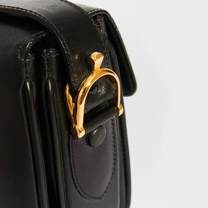 CELINE Vintage Horse Carriage Leather Shoulder Bag in Black