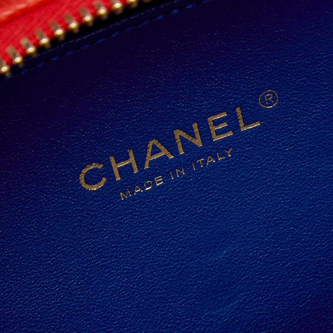 Small Tricolour CC Filigree Vanity Case in Caviar Leather