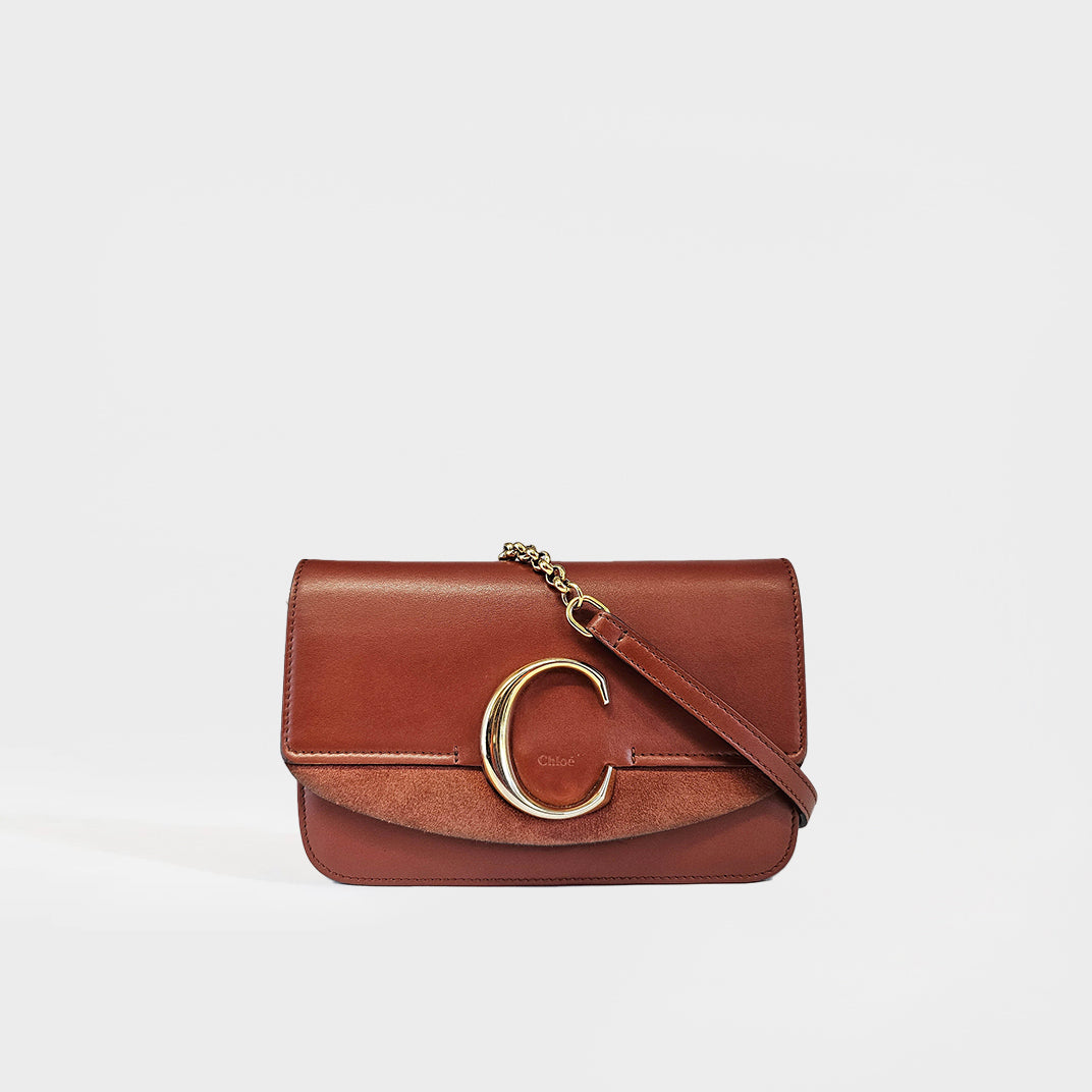 CHLOÉ The C Cross-Body Bag in Tan Suede and Leather [ReSale]