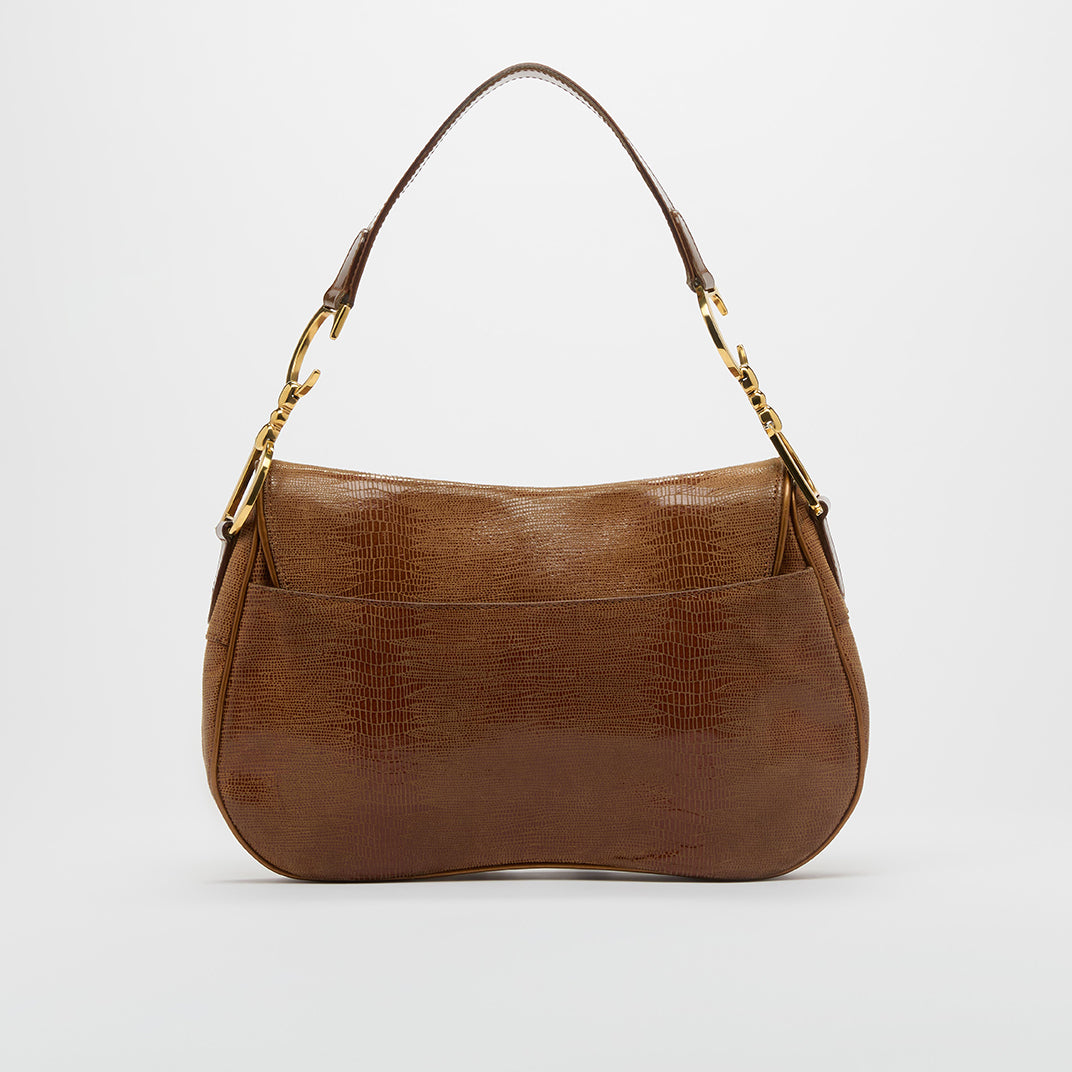 Vintage Double Saddle Bag in Lizard