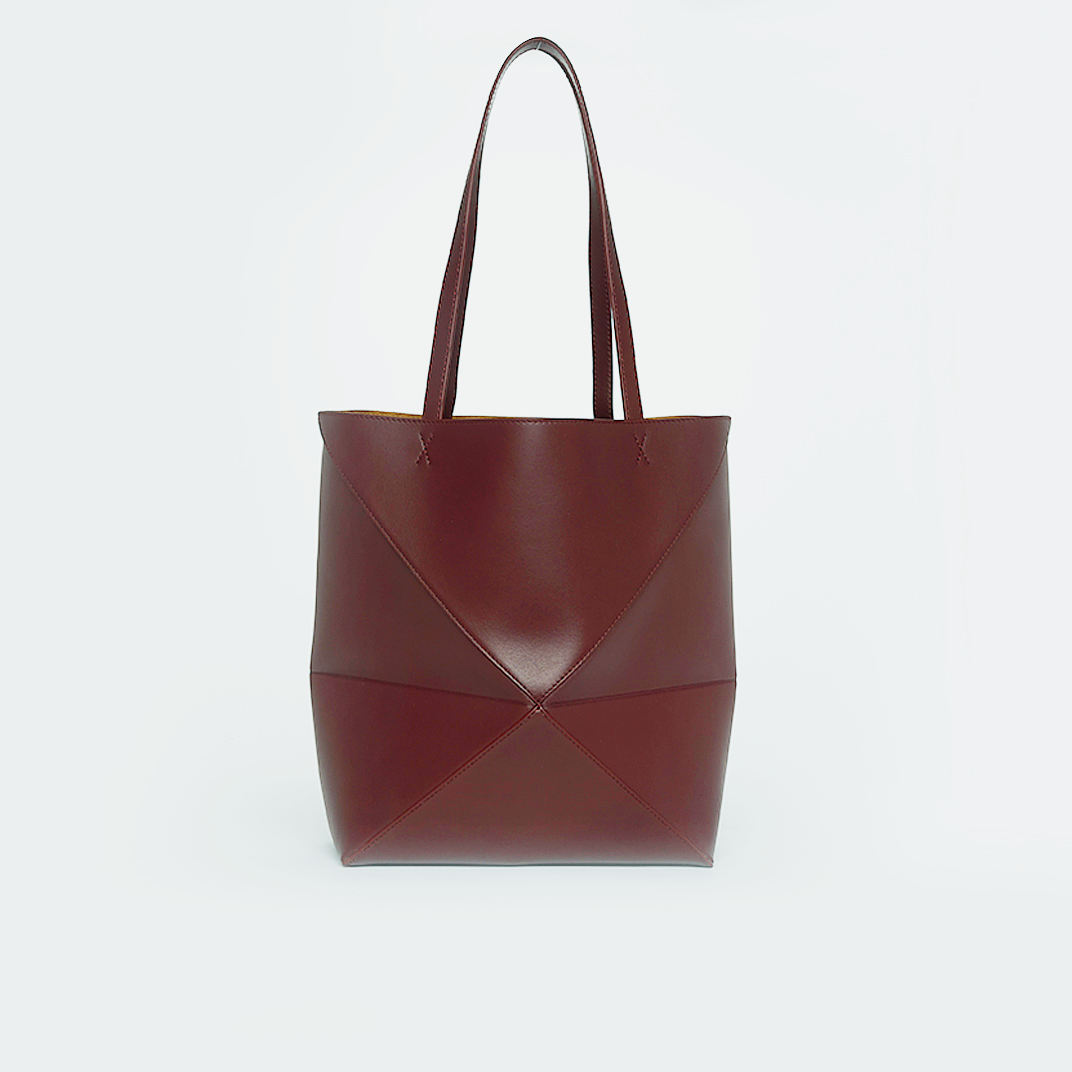 Puzzle Fold Tote in Dark Burgundy