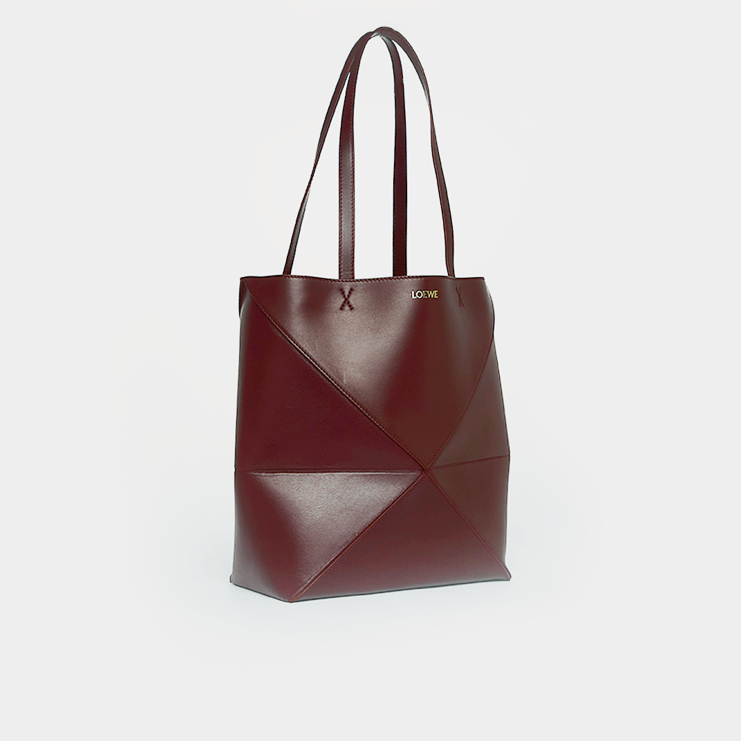 Puzzle Fold Tote in Dark Burgundy