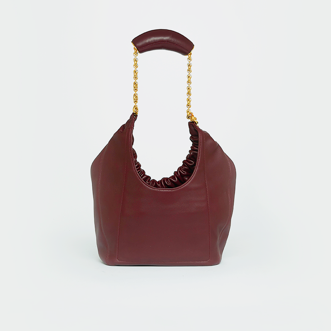 Small Squeeze Bag in Burgundy Nappa Leather