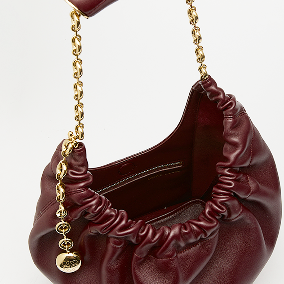 Small Squeeze Bag in Burgundy Nappa Leather