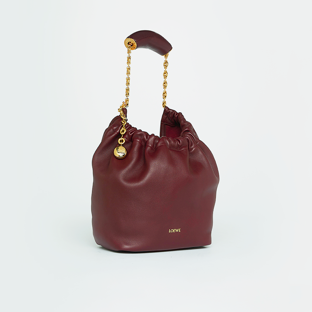 Small Squeeze Bag in Burgundy Nappa Leather