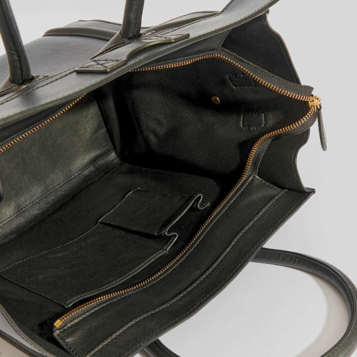 Mini Luggage Handbag in Black Smooth Leather