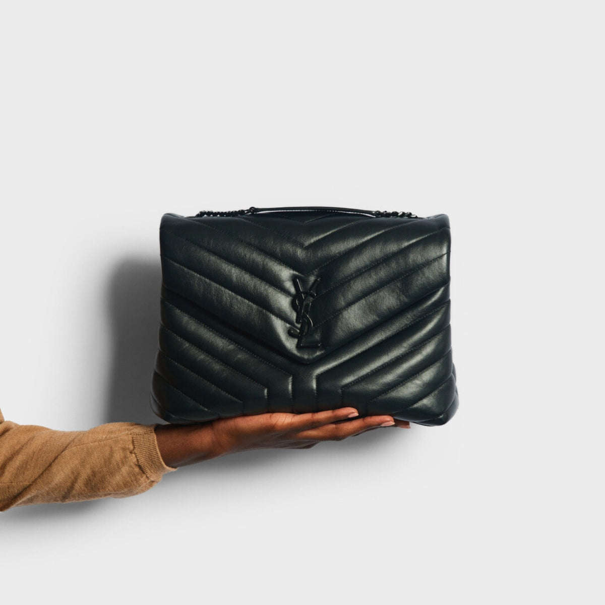 Medium Loulou Leather Shoulder Bag in Black