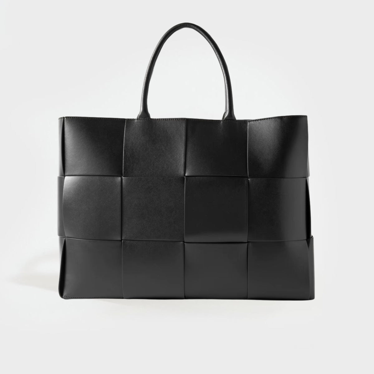 BOTTEGA VENETA Arco Large Intrecciato Lambskin Tote Bag in Black