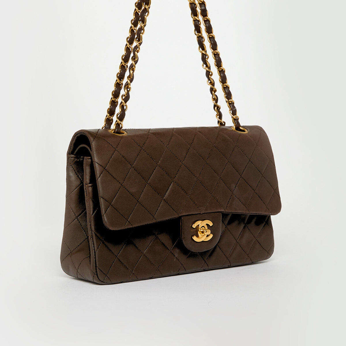 Medium Classic Double Flap Bag in Brown Lambskin 1996