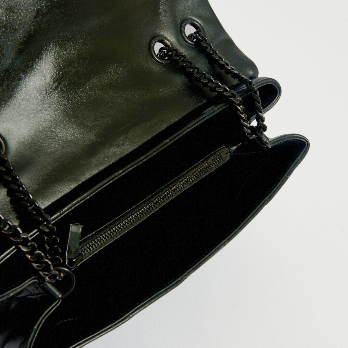 Medium Loulou Leather Shoulder Bag in Black