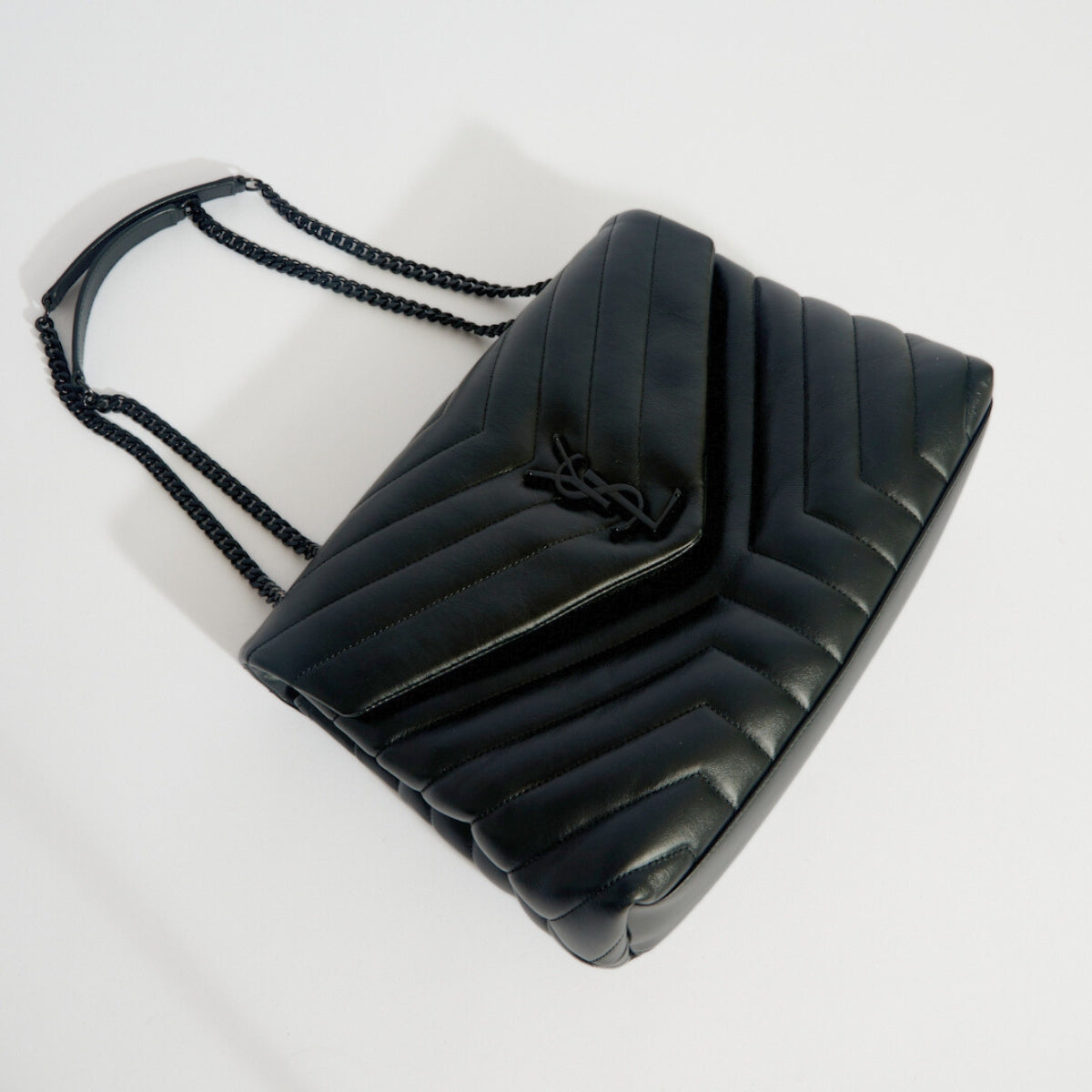 Medium Loulou Leather Shoulder Bag in Black