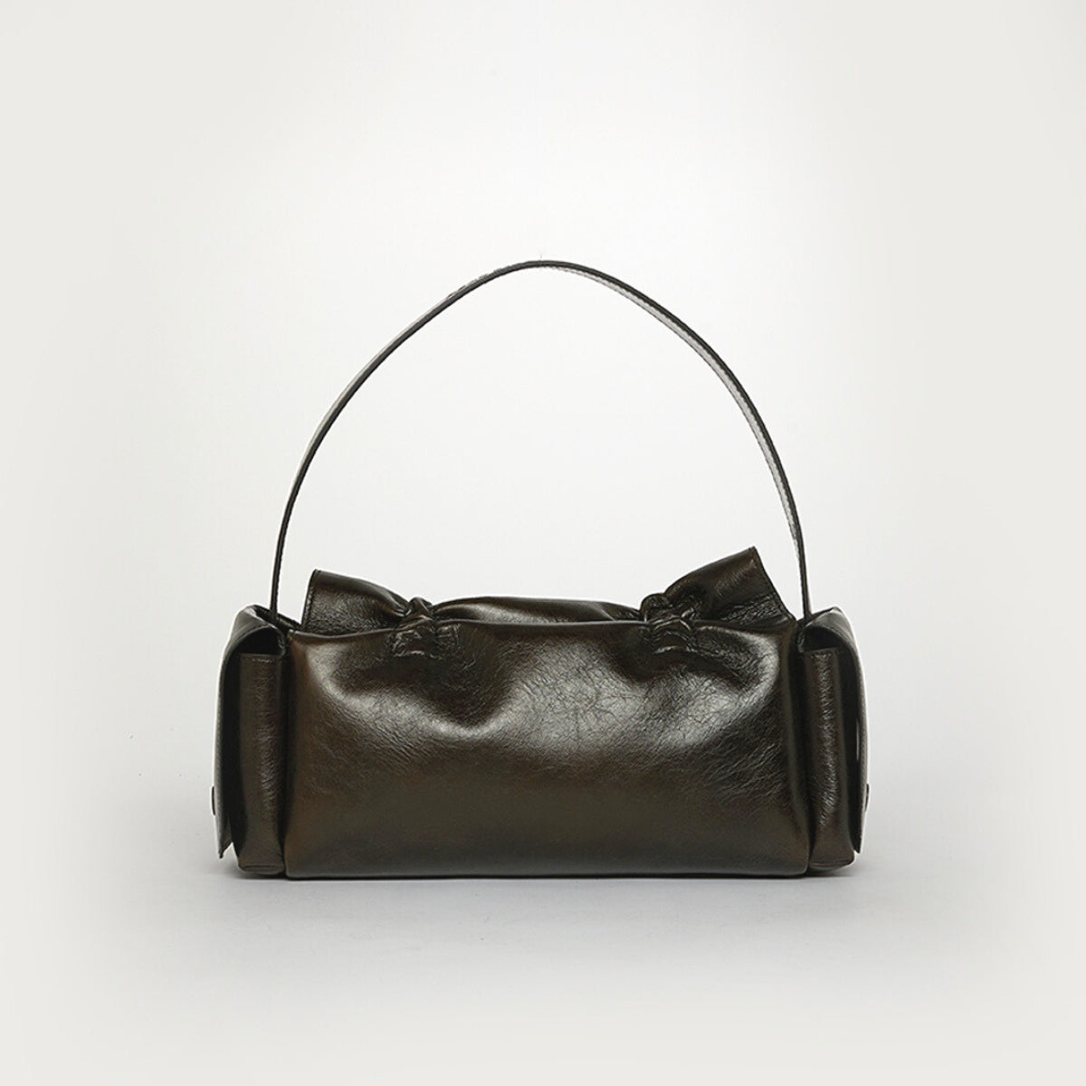 Multi Pocket Bow Bag in Dark Brown with Charms