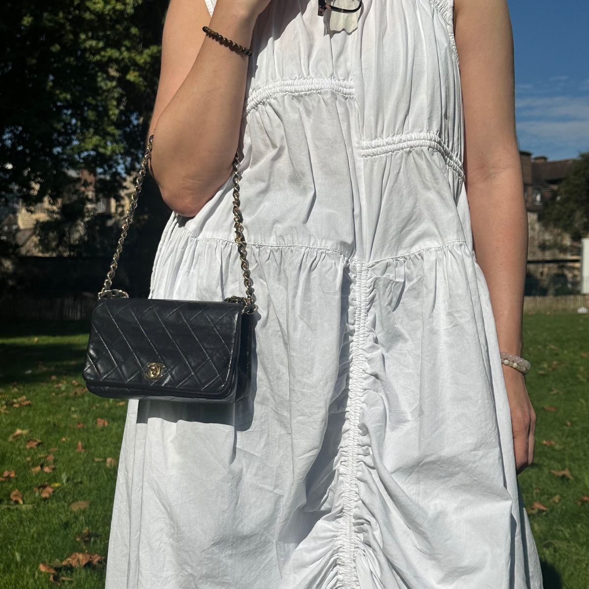 Mini Single Flap Single Chain Bag in Black Lambskin 1989 - 1991