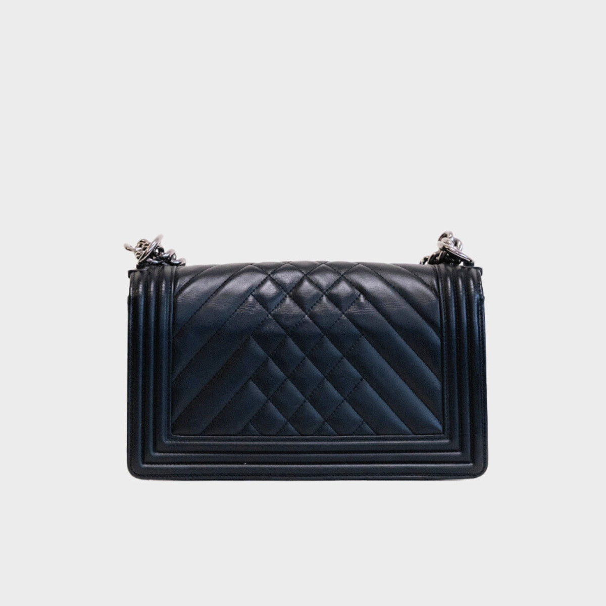Medium Boy Bag in Black Quilted Leather with Silver Hardware