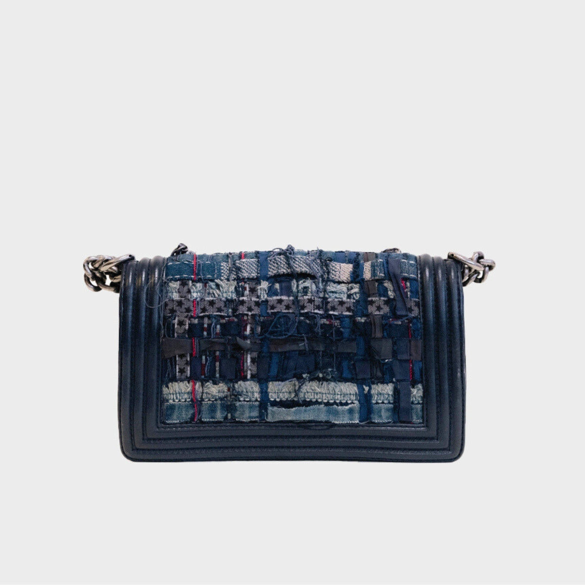 Medium Boy Bag in Dark Blue Patchwork