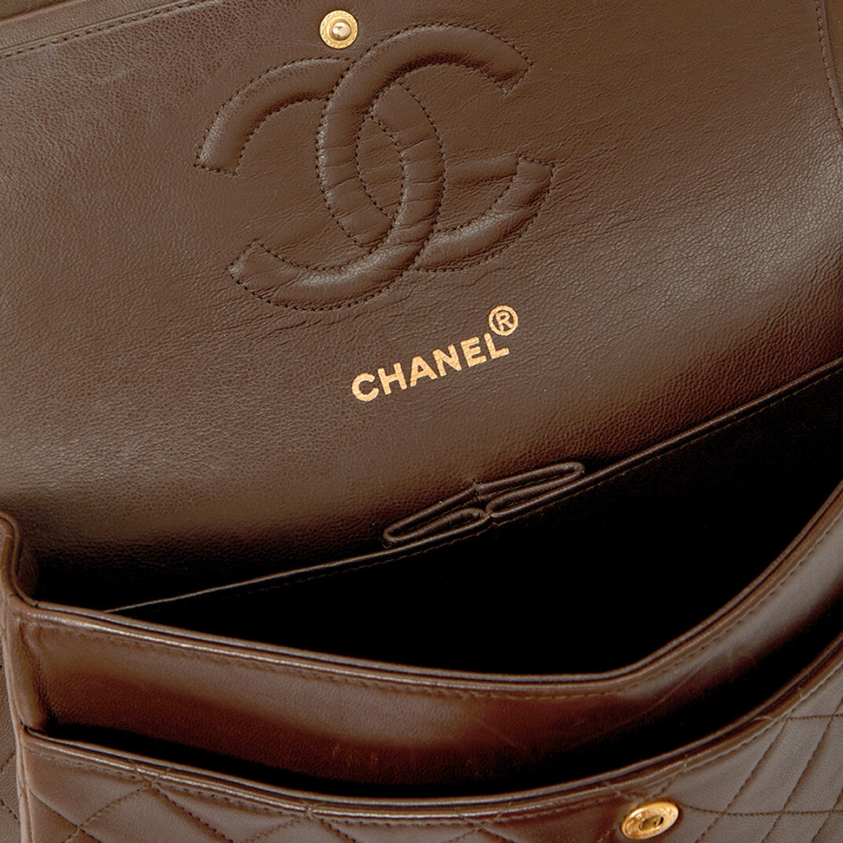 Medium Classic Double Flap Bag in Brown Lambskin 1996