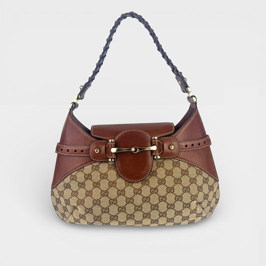 Horsebit 1955 GG Supreme Shoulder Bag with Brown Leather Trim