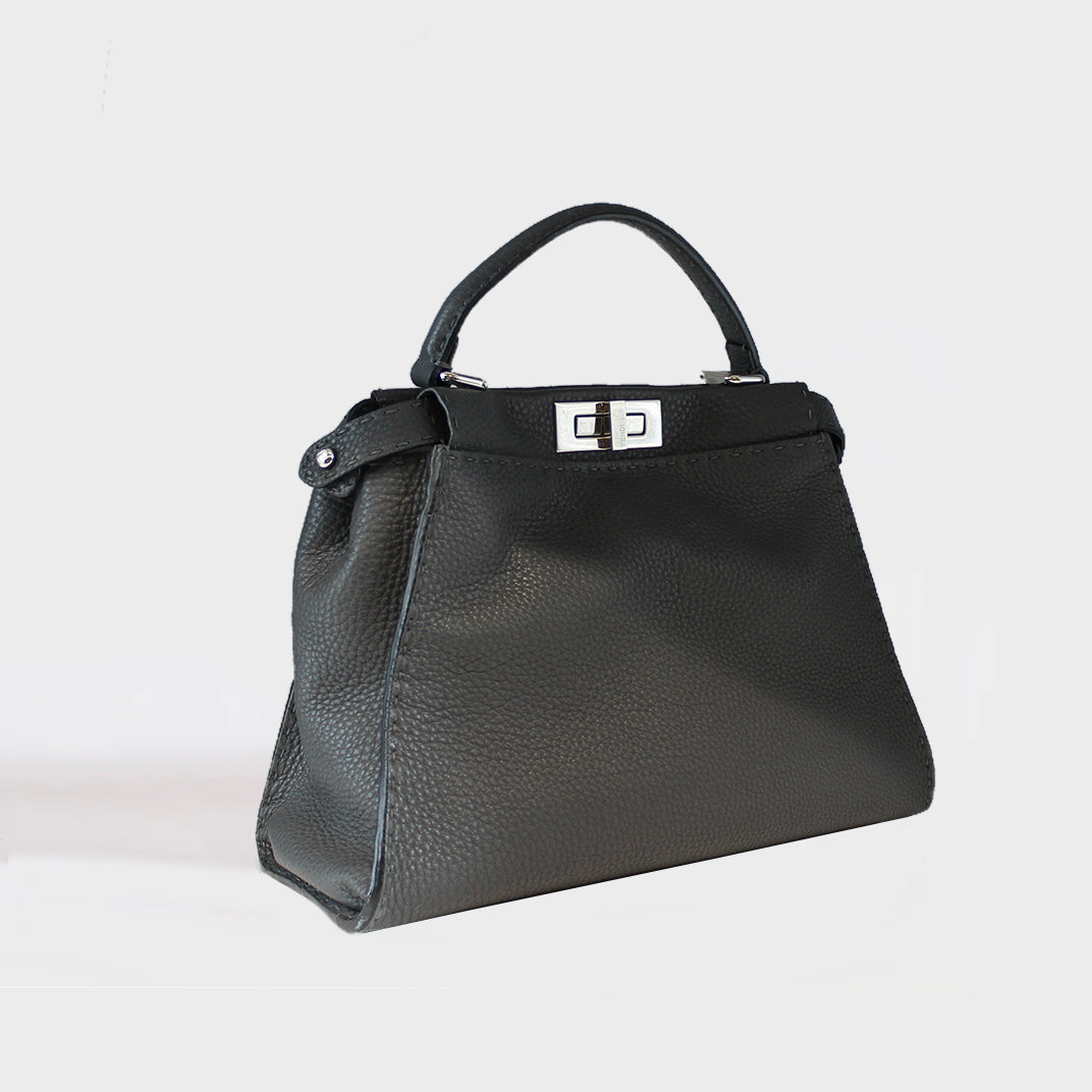 Peekaboo Selleria Leather Handbag in Grey