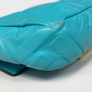 FENDI Mini Baguette Bag in Turquoise Embossed Leather [ReSale]