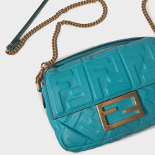 Load image into Gallery viewer, FENDI Mini Baguette Bag in Turquoise Embossed Leather [ReSale]