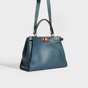 FENDI Peekaboo Handbag in Blue Leather