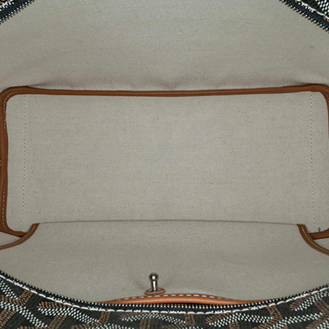 Goyardine Artois PM Canvas and Leather-Trim Tote in Black with Brown