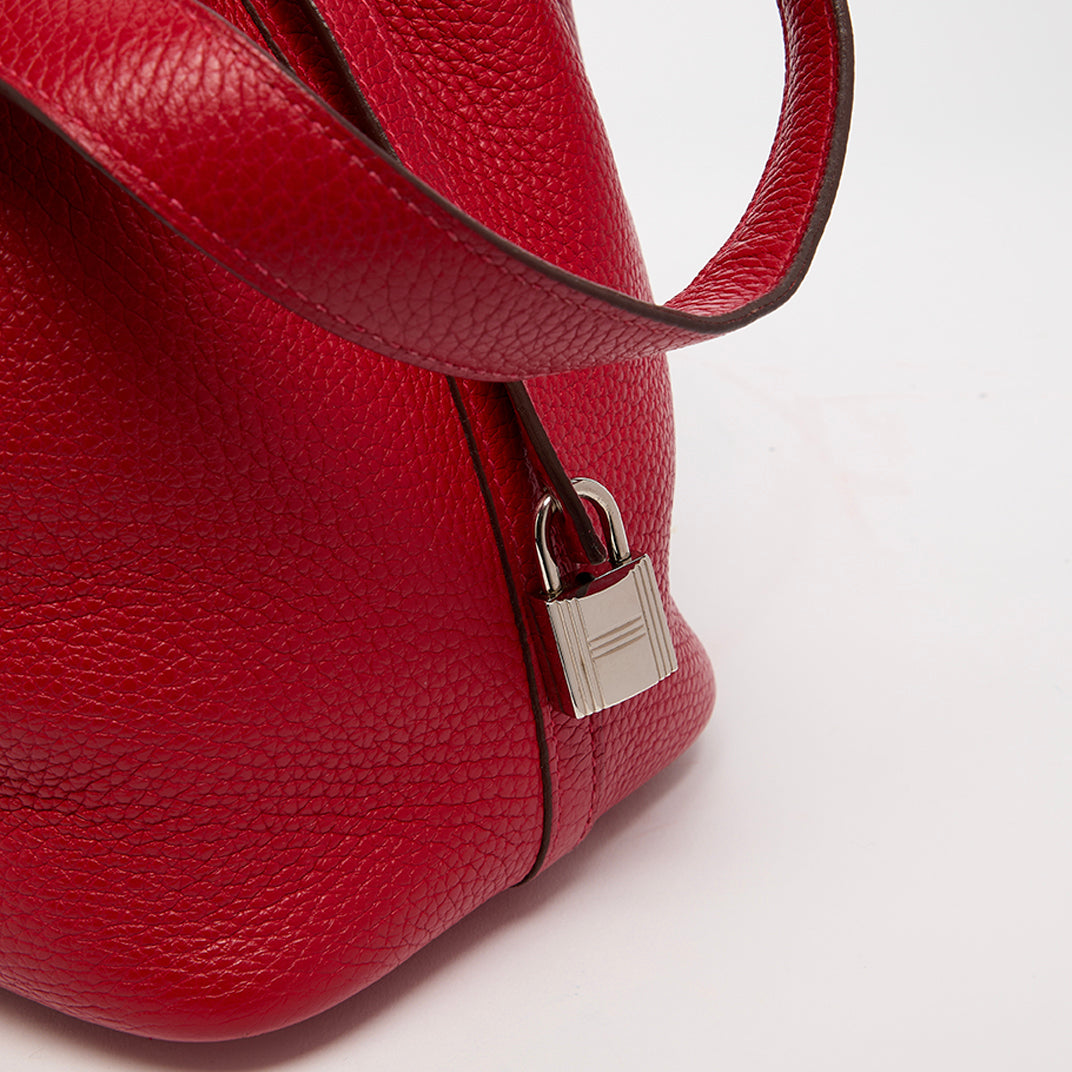 Picotin Lock 18 in Dark Red Clemence Leather