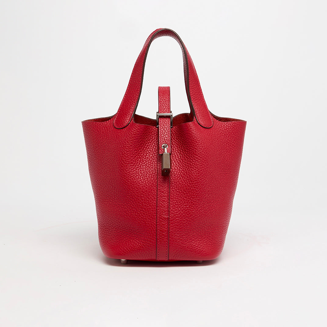 Picotin Lock 18 in Dark Red Clemence Leather