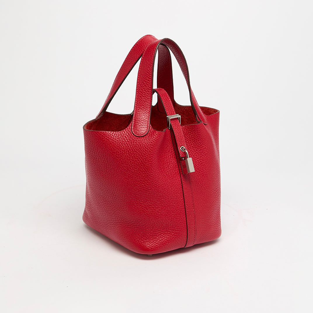 Picotin Lock 18 in Dark Red Clemence Leather