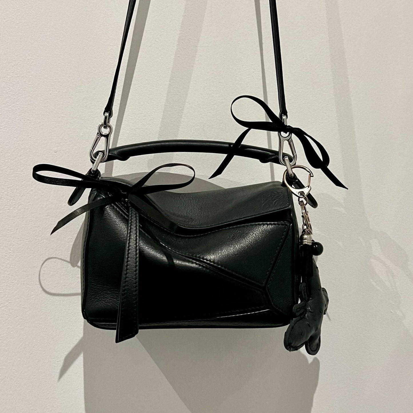 Mini Puzzle Bag in Black Leather