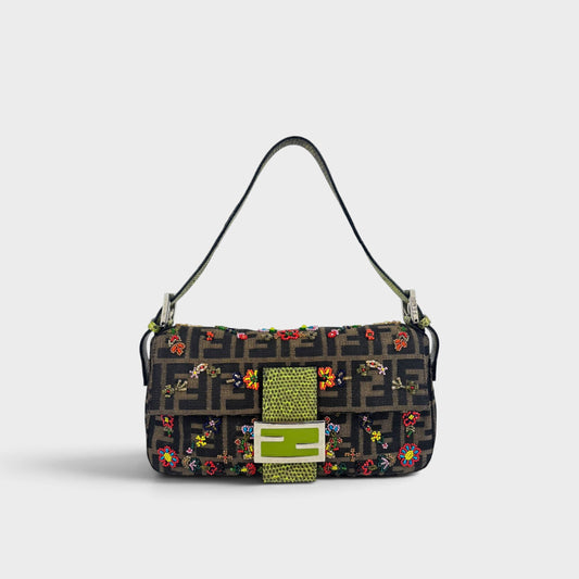 Baguette in Floral Multicolour Beaded Zucca