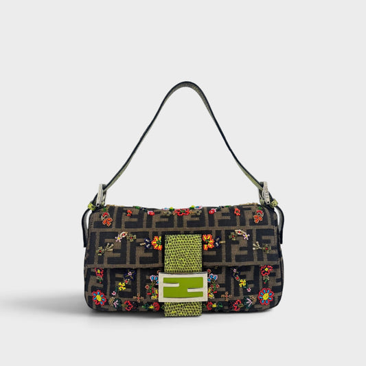 Baguette in Floral Multicolour Beaded Zucca