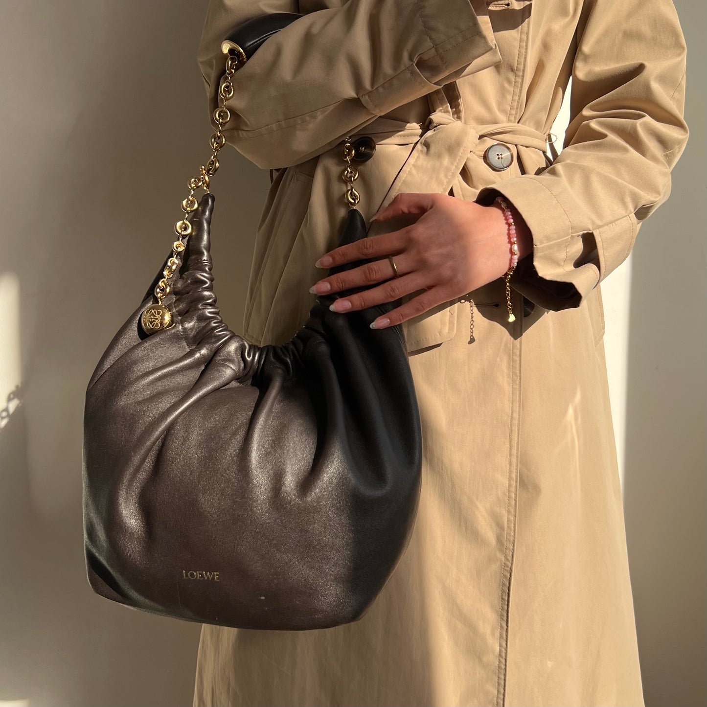 Small Squeeze Bag in Chocolate Nappa Leather