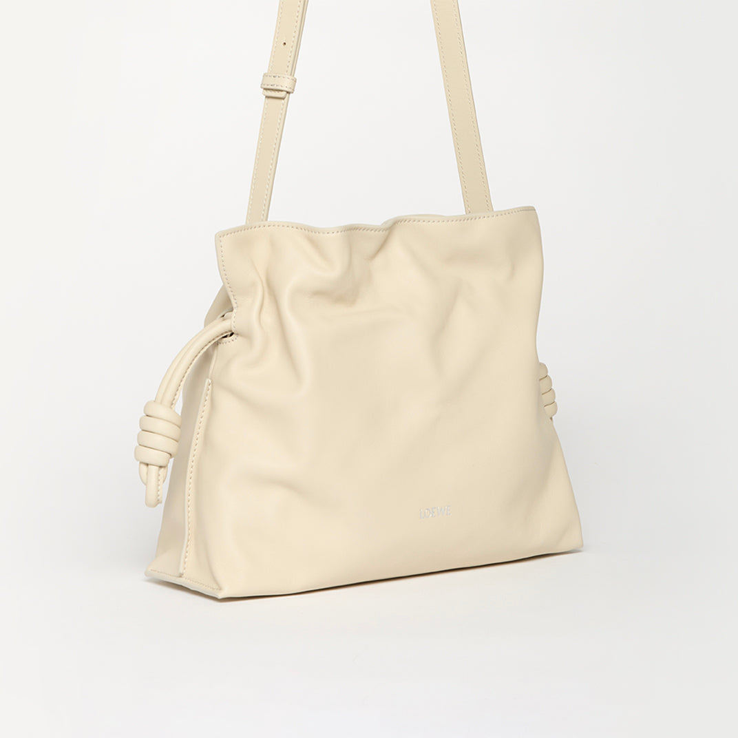 Medium Flamenco Clutch Bag in Sea Salt