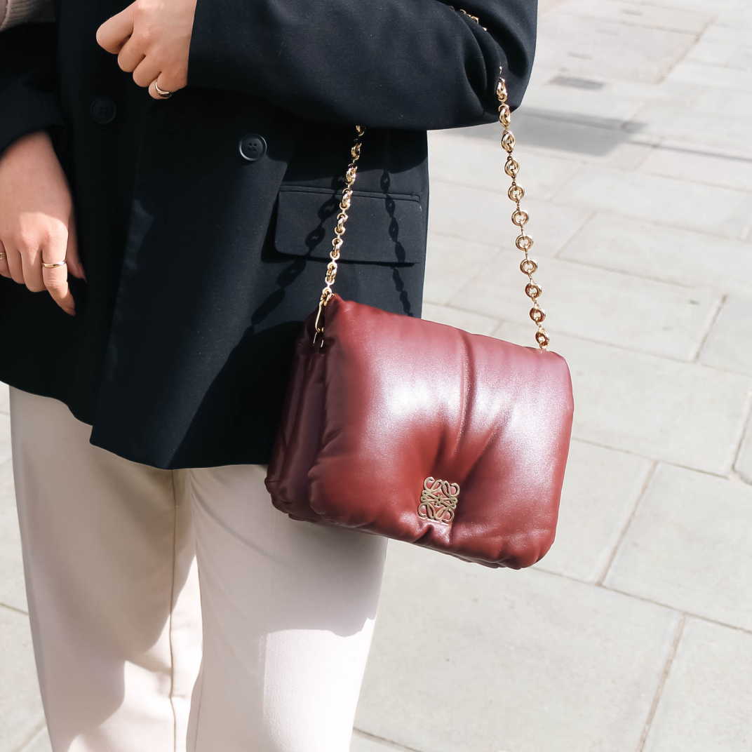 Small Puffer Goya Bag in Burgundy
