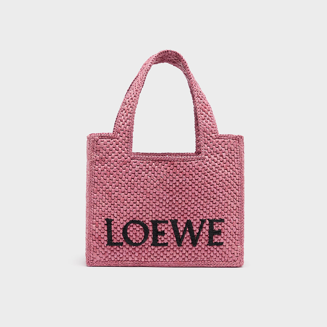 LOEWE X Paula's Ibiza Mini Raffia Tote in Pink