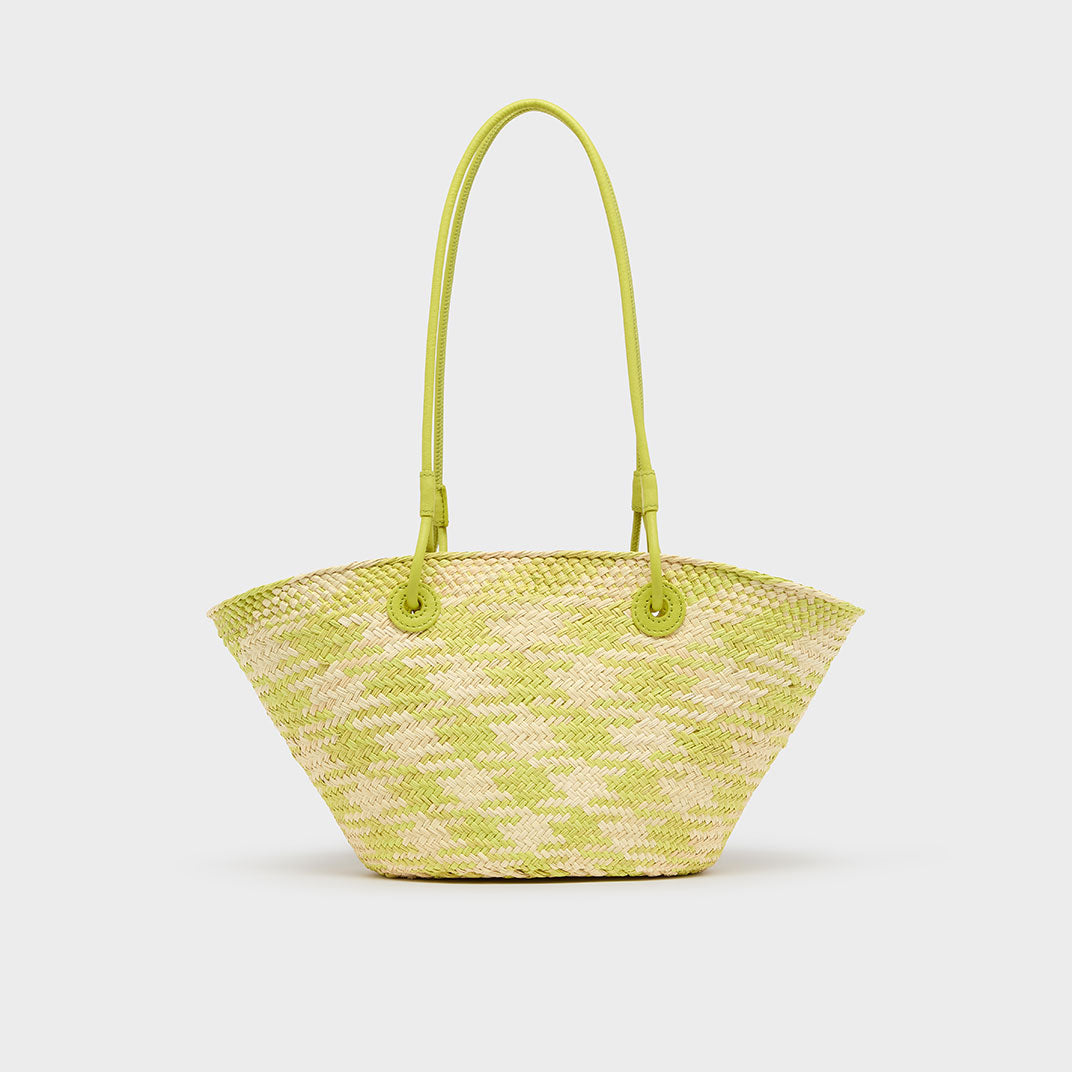 Small Anagram Basket Bag in Lime Green
