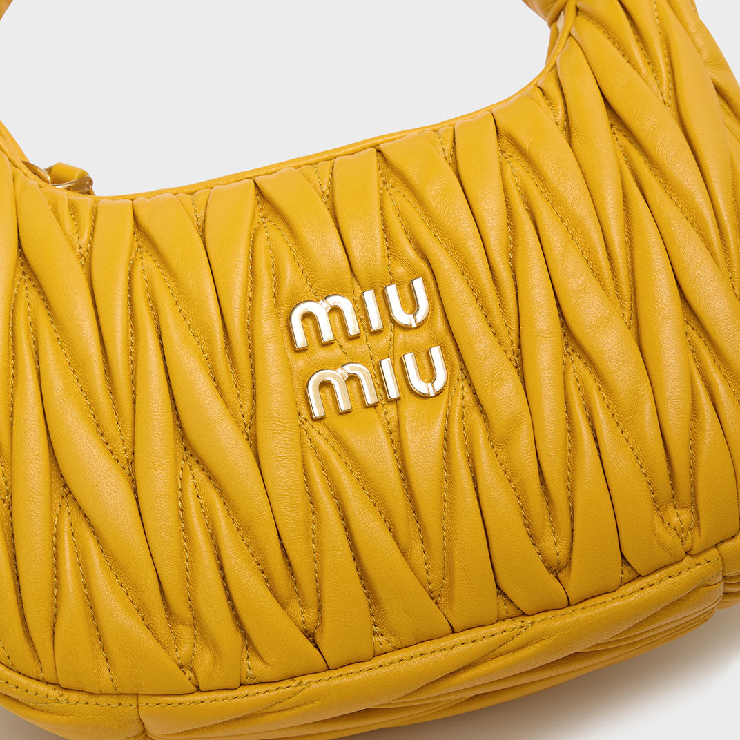 Wander Matelassé Leather Hobo Bag in Sunny Yellow