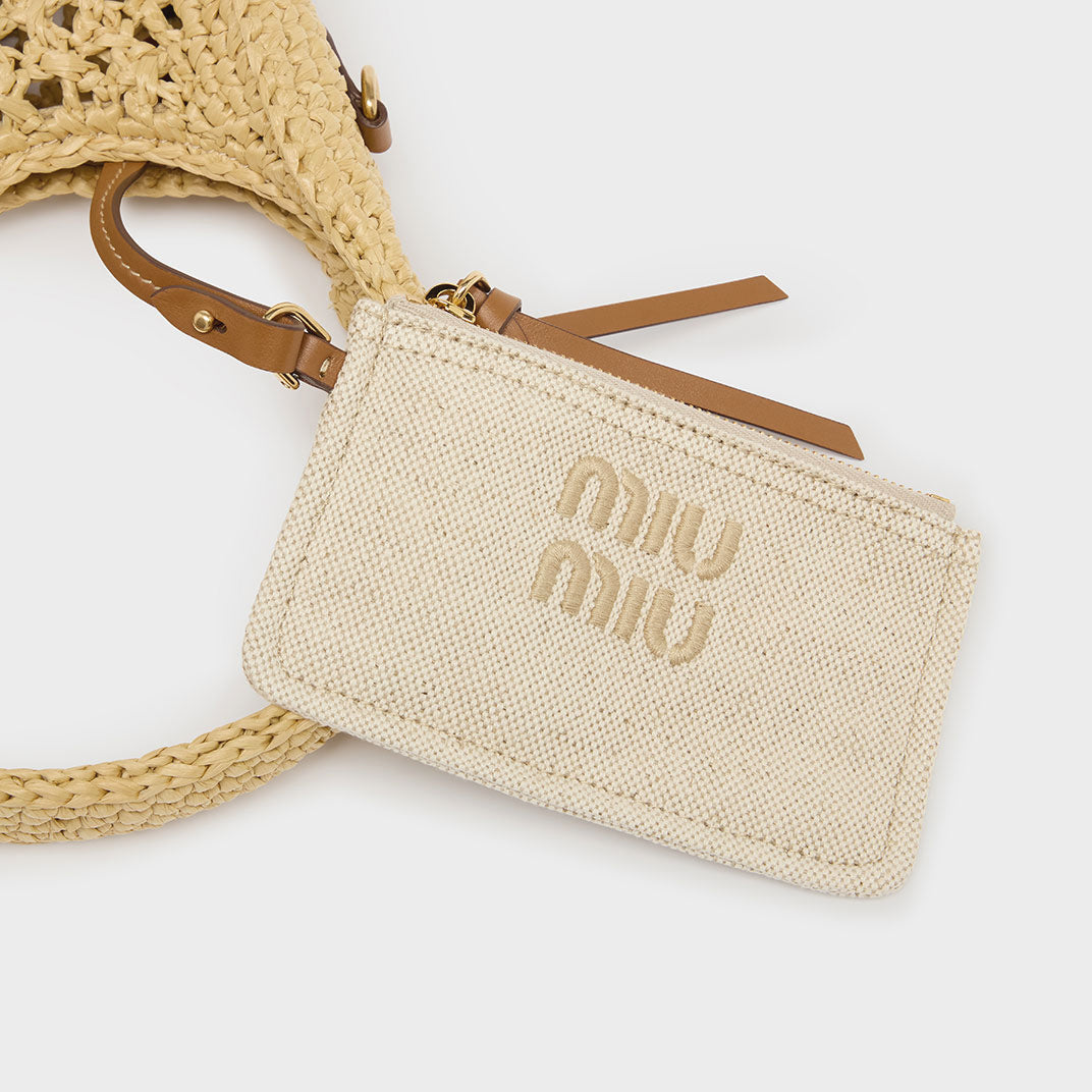 Wander Woven Fabric Hobo Bag in Beige