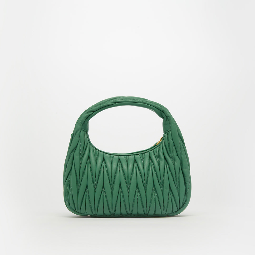 Wander Matelassé Leather Hobo Bag in Green