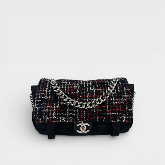 Tweed Nylon Astronaut Essentials Single Flap Bag