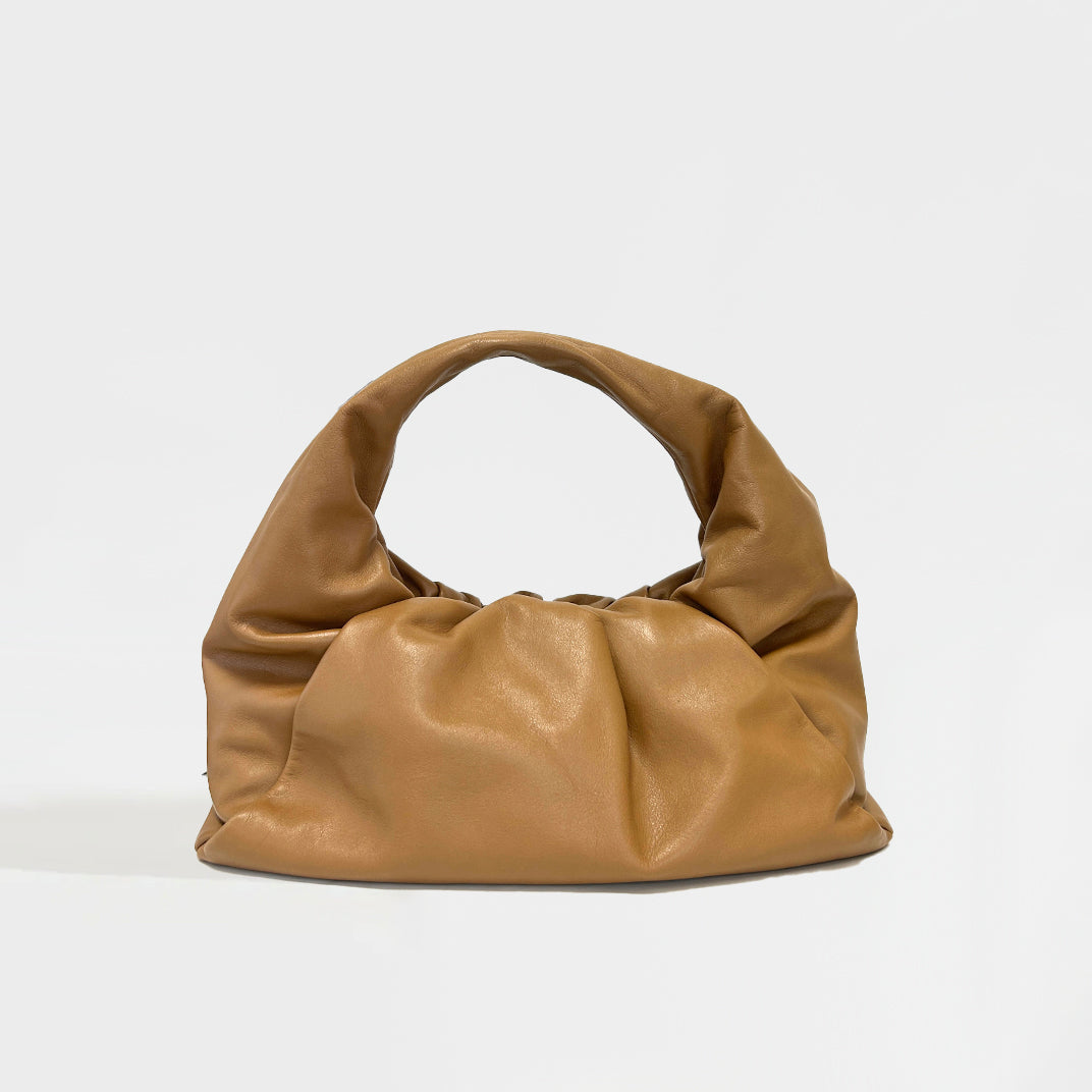 BOTTEGA VENETA Medium Shoulder Pouch Leather Bag in Camel ReSale COCOON